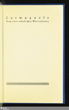 Caramagnole : Nach einer mündlichen Überlieferung