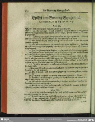 Epistel am Sonntag Sexagesimä, 2. Corinth. XI. v. 19. biß cap. XII. -- 9. Vers. 19.