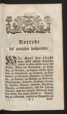 Vorrede des peinlichen halßgerichts.