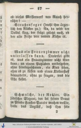 Was ein Frauenzimmer nicht unterlassen kann.