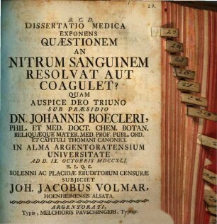 Diss. med. exponens quaestionem an nitrum sanguinem resolvat aut coagulet?