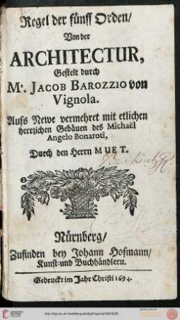 Regel der fünff Orden Von der Architectur