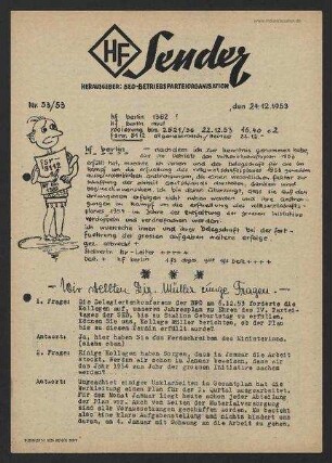 'HF-Sender' [Flugblatt], Nr.53/1953 (24. Dezember 1953)