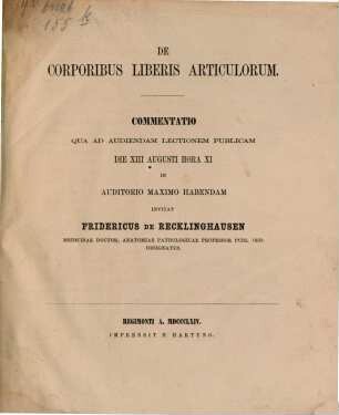 De corporibus liberis articulorum : Commentatio