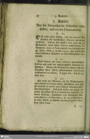 3. Kapitel. Von den Kennzeichen der Gesundheit insbesondere, und von den Temperamenten