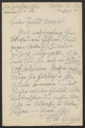 Brief an Robert Musiol : 30.03.1885