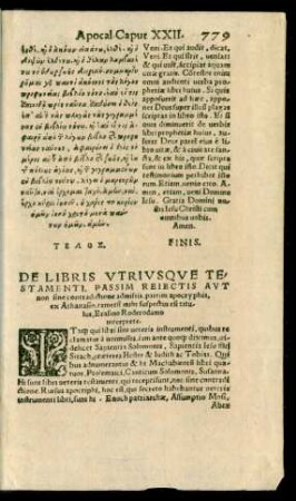 De Libris Utriusque Testamenti, Passim Reiectis ...