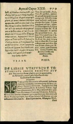 De Libris Utriusque Testamenti, Passim Reiectis ...