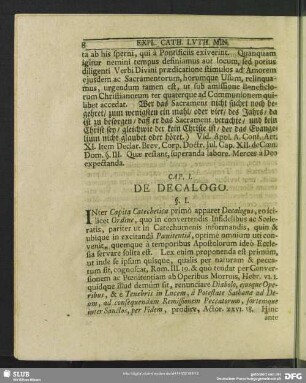 Cap. I. De Decalogo