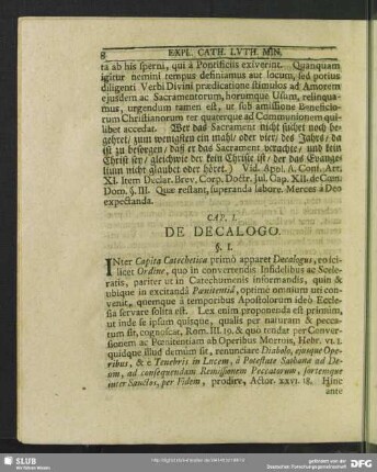 Cap. I. De Decalogo
