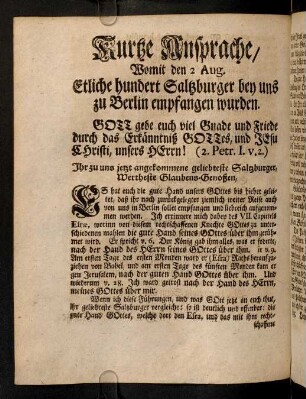 B1v-B4v, Kurtze Ansprache; Gebet
