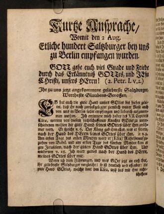 B1v-B4v, Kurtze Ansprache; Gebet