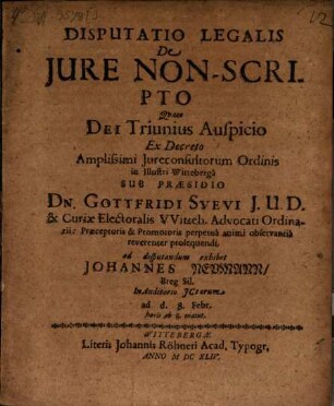 Disp. leg. de iure non-scripto