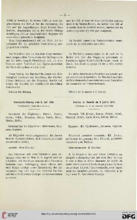 Vorstands-Sitzung vom 5. Juli 1901 / Séance du Comité du 5 juillet 1901