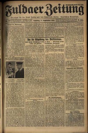 Erste Ausgabe vom Samstag, den 21. September 1929.