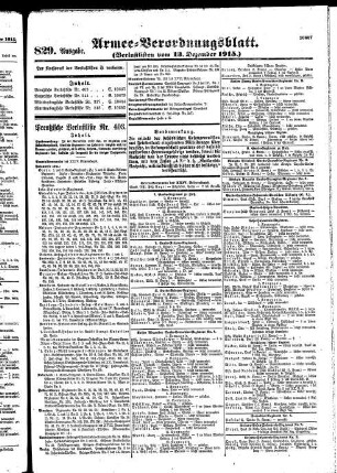 829. Ausgabe. Montag, 13. Dezember 1915