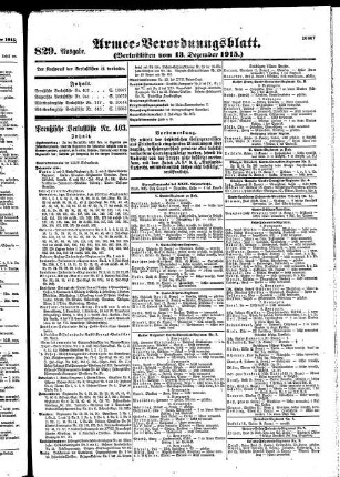 829. Ausgabe. Montag, 13. Dezember 1915