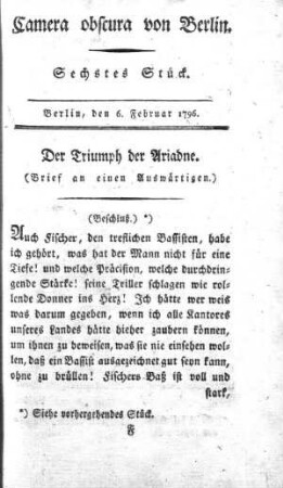 Sechstes Stück, 6. Februar 1796