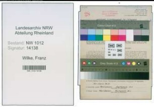 Entnazifizierung Franz Wilke , geb. 22.01.1914 (Schlosser)