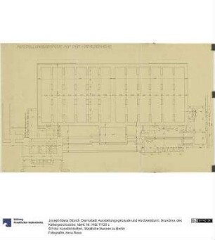 Darmstadt, Ausstellungsgebäude und Hochzeitsturm, Grundriss des Kellergeschosses