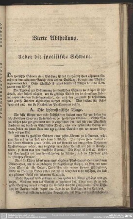 Vierte Abtheilung. Ueber die specifische Schwere