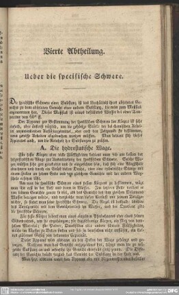 Vierte Abtheilung. Ueber die specifische Schwere