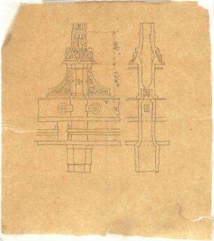 Zocher, Ernst; Architekturstudien - Wandverzierung (Detail, Schnitt)