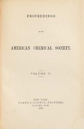 Proceedings of the American Chemical Society. 2. 1878/79