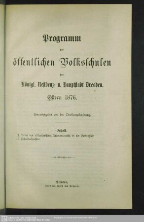 1876: Programm der öffentlichen Volksschulen der Königl. Haupt- & Residenzstadt Dresden