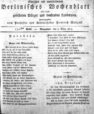 270stes Stueck, Sonnabend, den 5 Maerz 1814