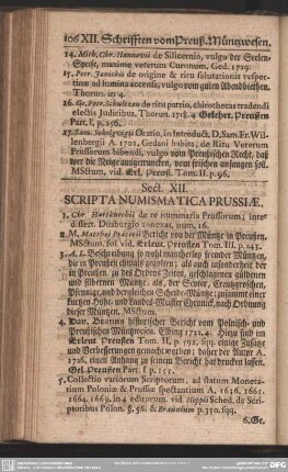 Sect. XII. Scripta Numismatica Prussiae
