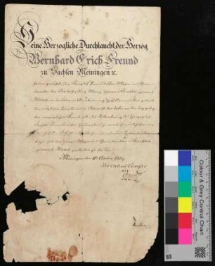Seine Herzogliche Durchlaucht, der Herzog Bernhard Erich Freund zu Sachsen Meiningen