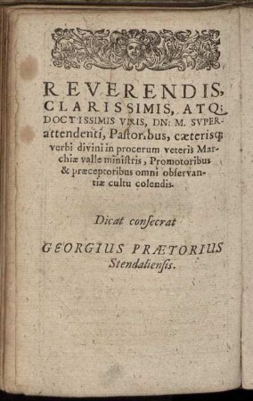 Reverendis, Clarissimis, Atq; Doctissimis Viris, ...