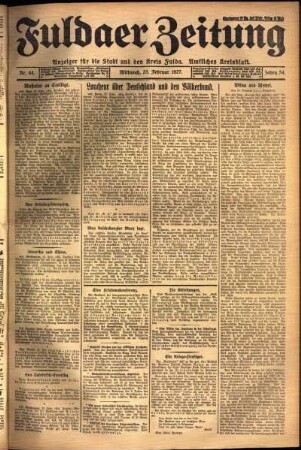 Ausgabe vom Mittwoch, den 23. Februar 1927.