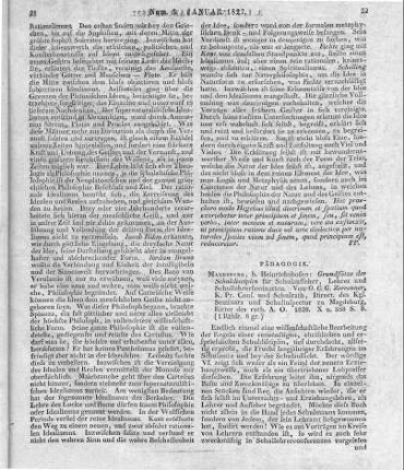 Zerrenner, K. C. G.: Grundsätze der Schul-Disciplin für Schulaufseher, Lehrer und Schullehrer-Seminarien. Magdeburg: Heinrichshofen 1826