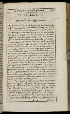 Problema V. De prædicamento Qualitatis.