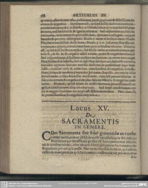 [Articulus] XV. De Sacramentis In Genere