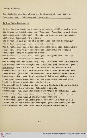 7: Zur Methodik des Gestaltens im 2. Studienjahr der Sektion Arbeitsmittel-, Arbeitsumweltgestaltung