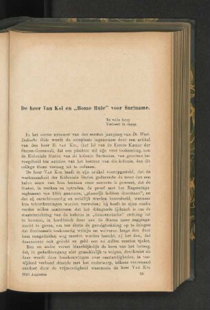 De heer Van Kol en „Home Rule” voor Suriname, door Caraïb.
