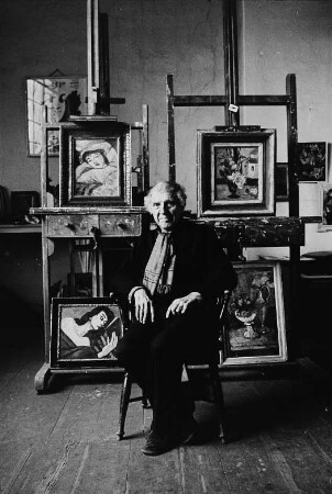 Der Maler Hans Jüchser in seinem Atelier
