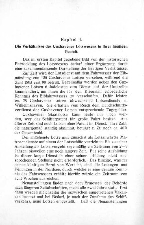 Kapitel II. Die Verhältnisse des Cuxhavener Lotswesens in ihrer heutigen Gestalt.