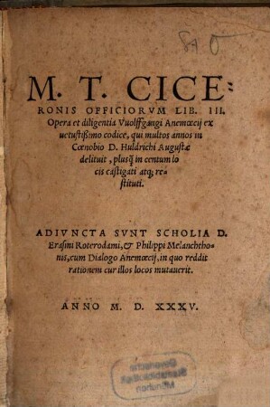 M. T. Ciceronis officiorvm lib. III