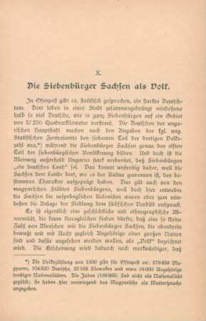 X. Die Siebenbürger Sachsen als Volk