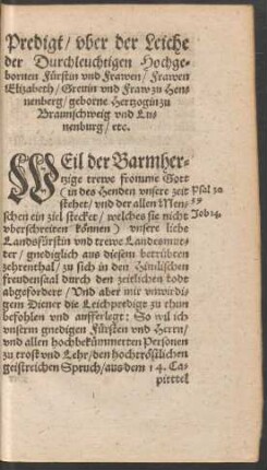 Weil der Barmhertzige trewe fromme Gott ...