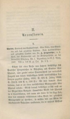 251-262 [Rezension] Hergenröther, Joseph, Photius Patriarch von Constantinopel; 1. Band