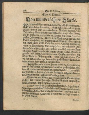 Der X. Discurs. Von wunderbahrer Stärcke.