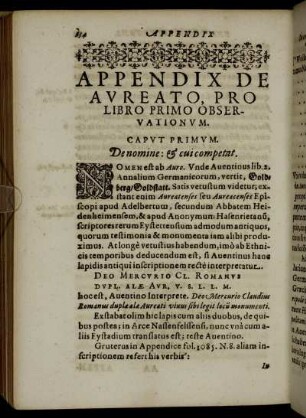 Appendix De Aureato, Pro Libro Primo Observationum.