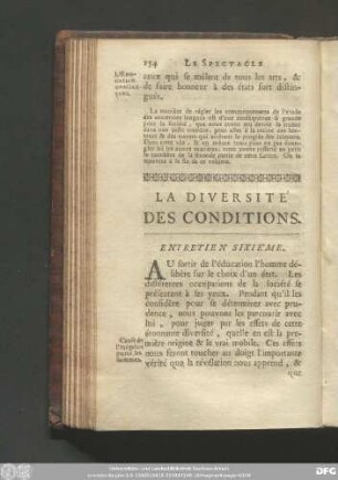 La Diversité Des Conditions. Entretien Sixiéme.