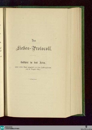 1: Leichtsinn aus Liebe. Das Liebes-Protokoll. Der Musikus von Augsburg