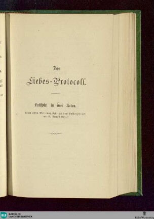1: Leichtsinn aus Liebe. Das Liebes-Protokoll. Der Musikus von Augsburg